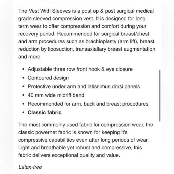 ClearPoint Medical Compression Vest w/ Sleeves #500 Post-Op Surgical Garment | M - Picture 5 of 7